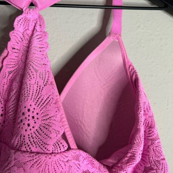 Aerie Real Sunnie Wireless Racerback Bra in Pink Lace Size 34C - Picture 6 of 11